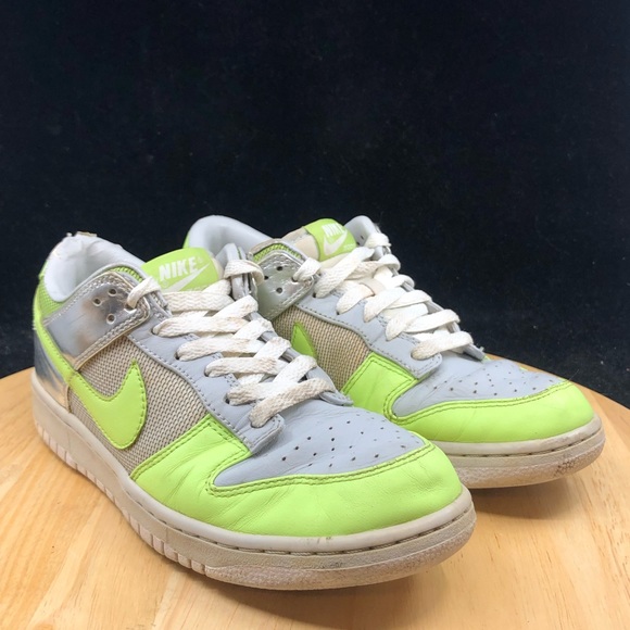 Nike Dunk Low Wmns Grey Citron Silver Green Metallic 318638 031 Flowers Size 7.5 - Picture 4 of 11